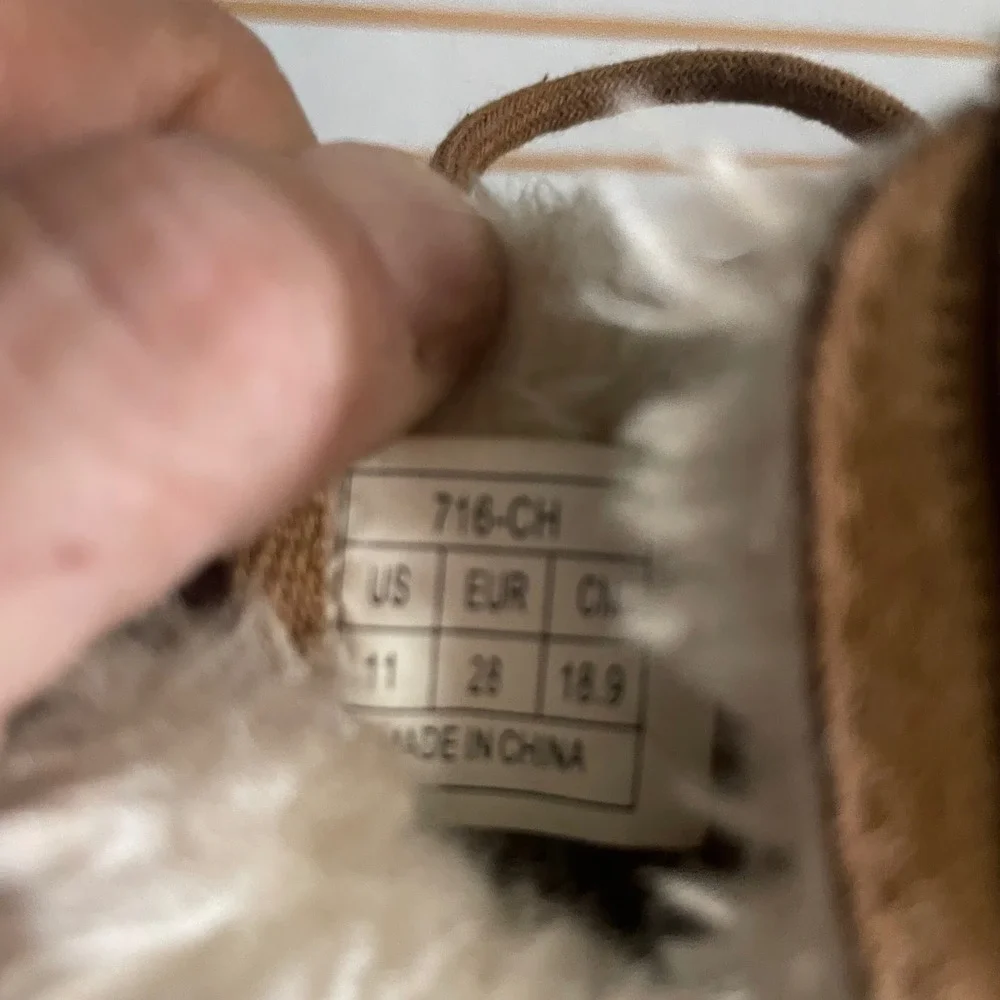 Kids‎ Brown Suede Fur Lined Lace Up Zip Winter Boots Size 11